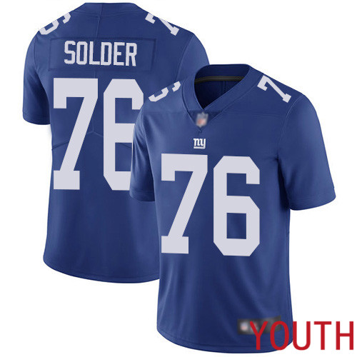 Youth New York Giants #76 Nate Solder Royal Blue Team Color Vapor Untouchable Limited Player Football NFL Jersey